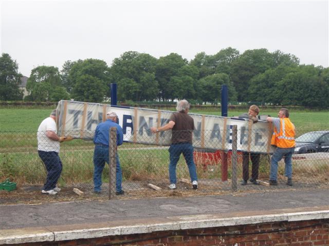 Reinstating the running-in boards at Thornton Abbey station